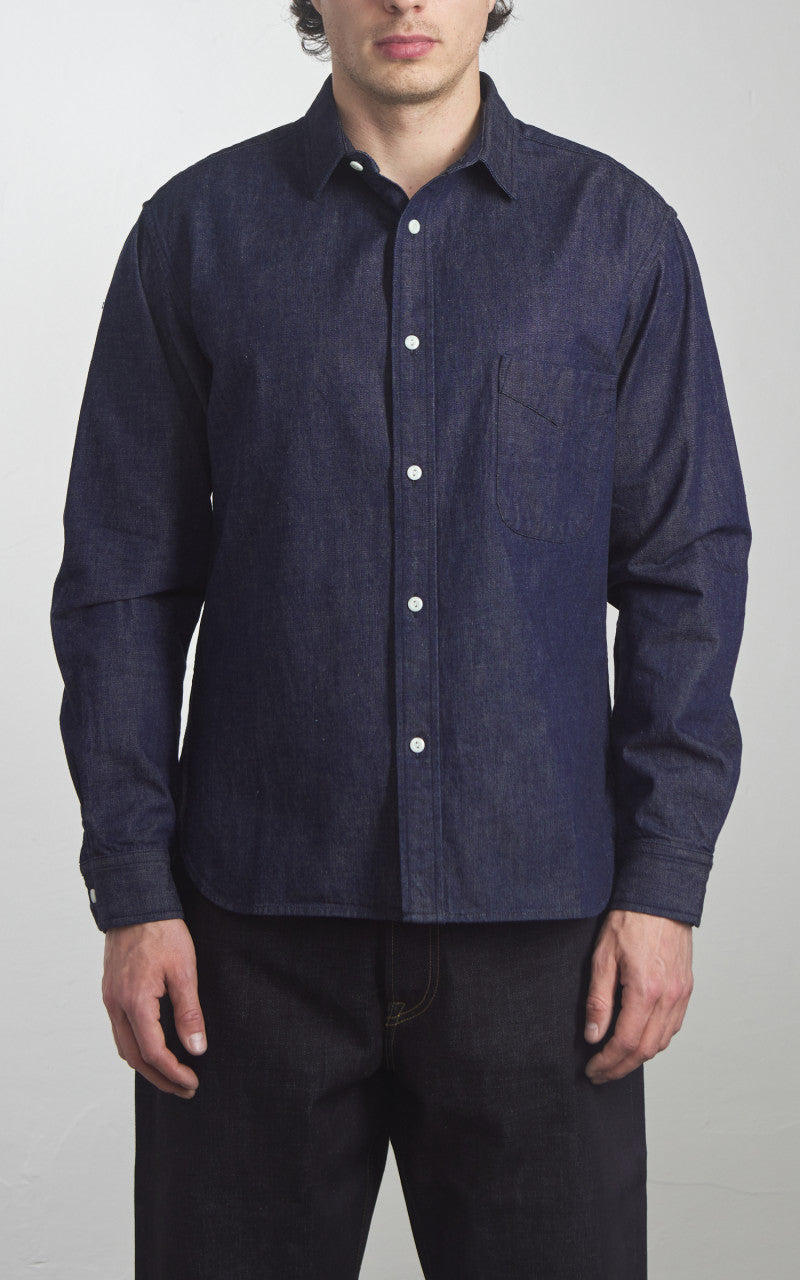 Japan Blue JBLS1014 Regular Military Denim Shirt Indigo 10oz