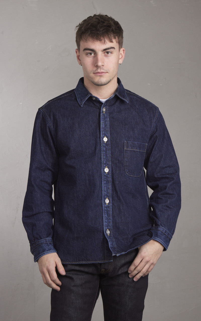 Japan Blue JBLS1049 Denim Shirt Vintage Wash Dark Indigo 13oz