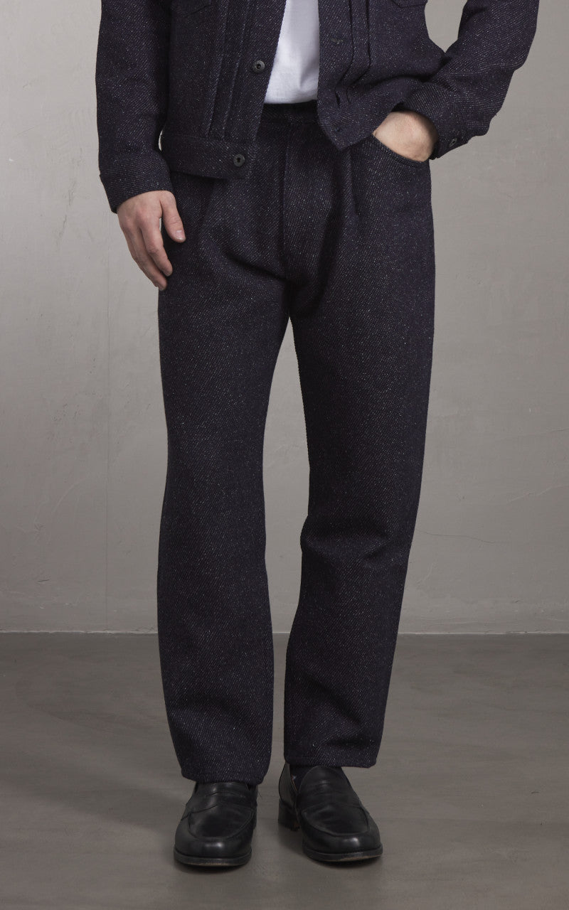 Japan Blue JBJE1513 Wide Tapered Tweed Denim 5P Trouser Dark Indigo 12oz
