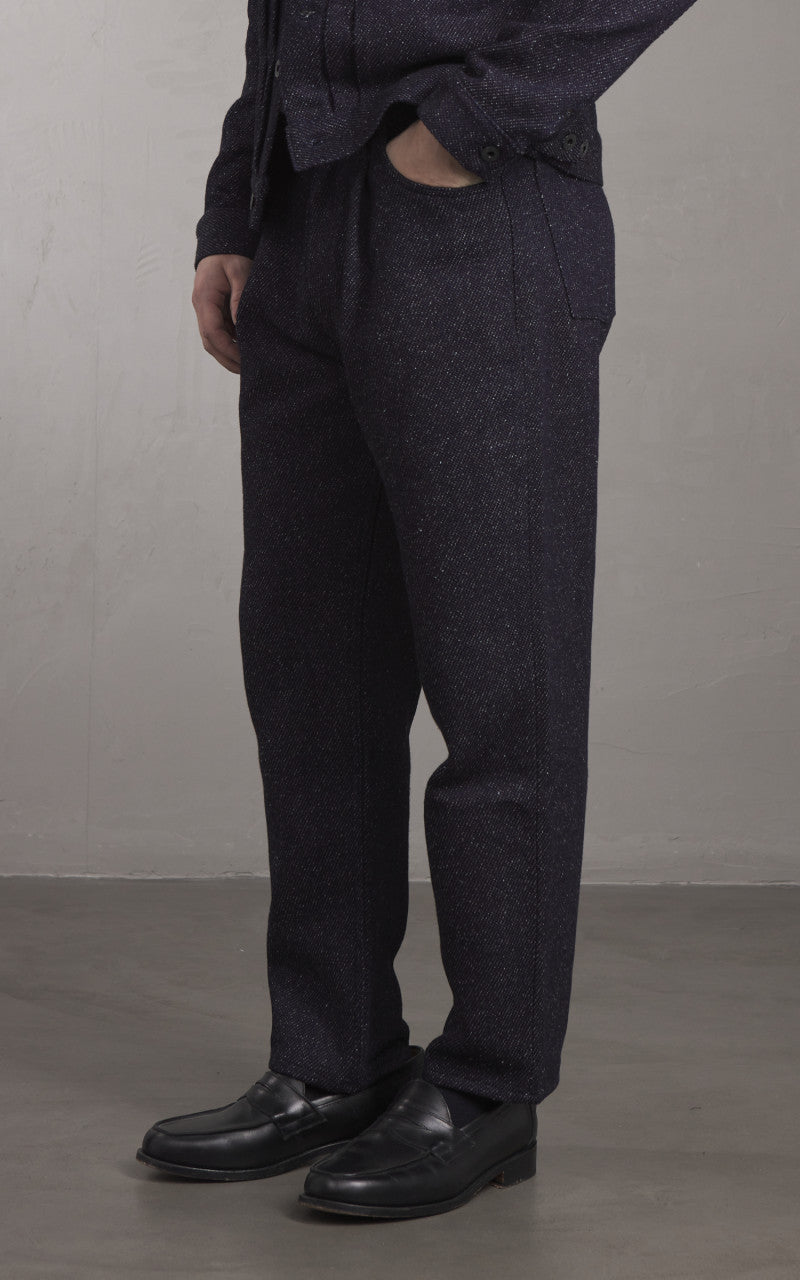 Japan Blue JBJE1513 Wide Tapered Tweed Denim 5P Trouser Dark Indigo 12oz
