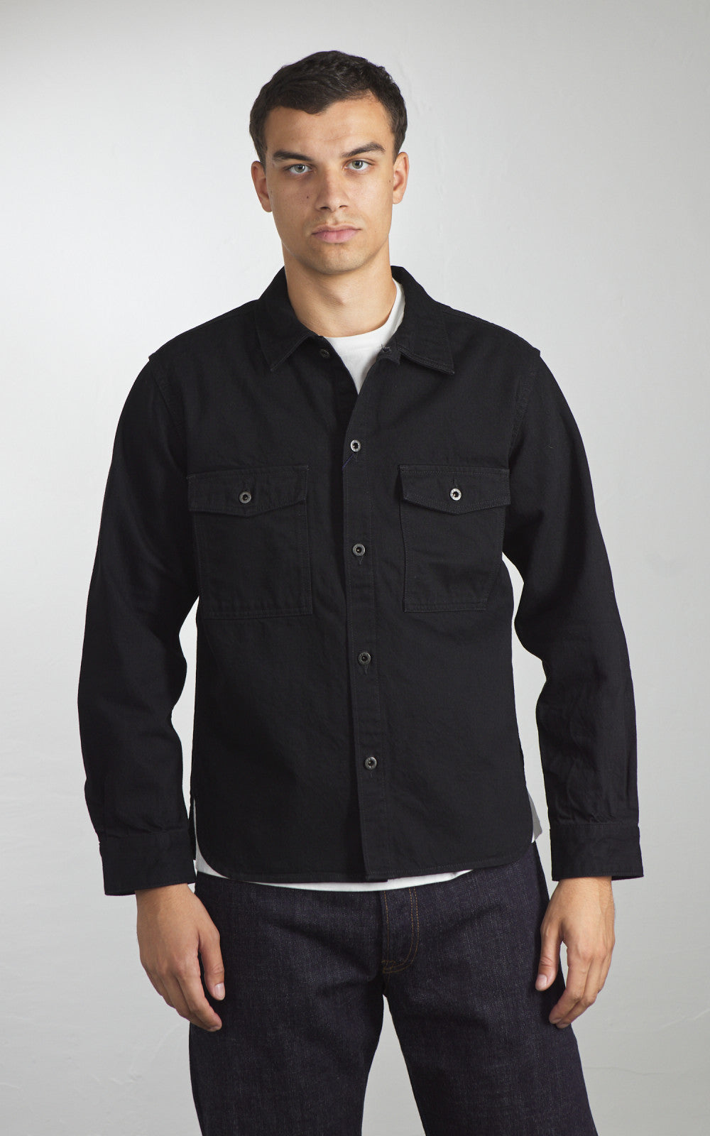 Japan Blue JBLS1017 Denim CPO Shirt Black 13oz