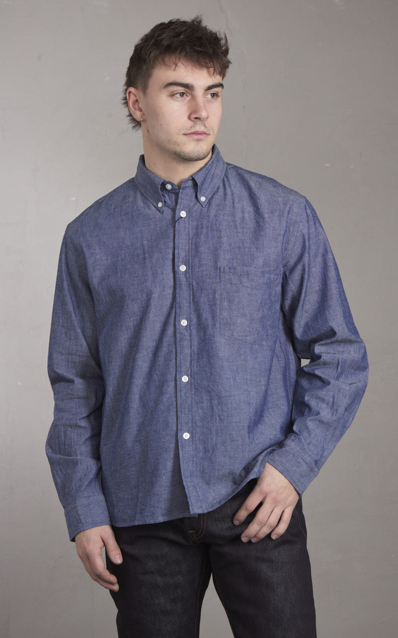 Japan Blue Cote d’Ivoire Cotton Selvedge Chambray Shirt Indigo
