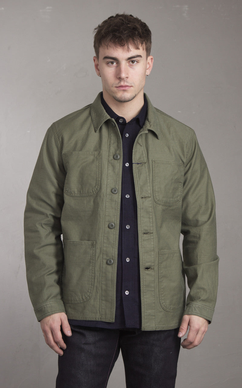 Japan Blue JBOT1300 Military Back Sateen Coverall Jacket Olive Drab