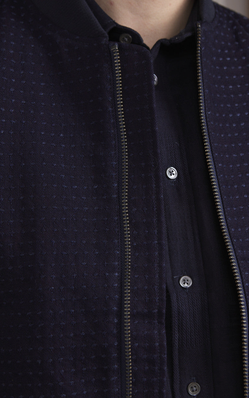 Japan Blue JBOT1308 Sashiko Bomber Jacket Dark Indigo