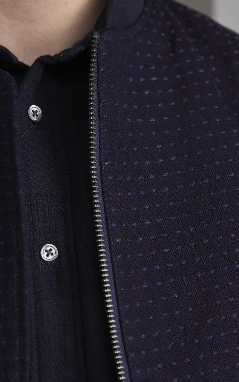 Japan Blue JBOT1308 Sashiko Bomber Jacket Dark Indigo