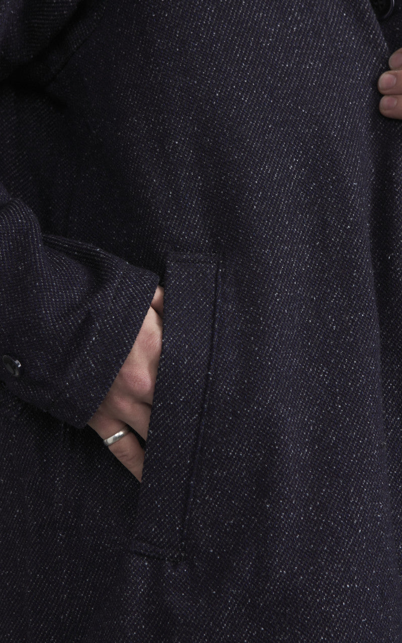 Japan Blue JBOT1513 Tweed Denim Balmacaan Coat Dark Indigo 12oz