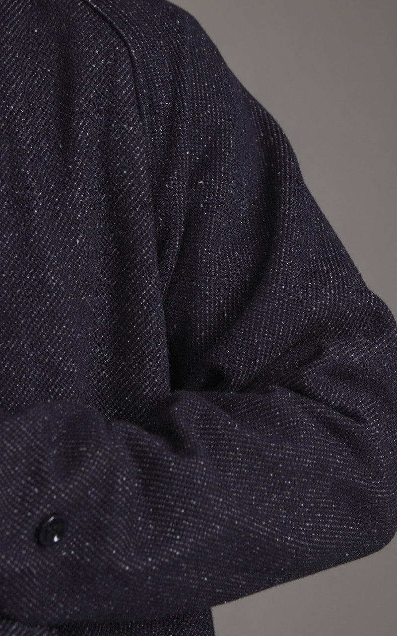 Japan Blue JBOT1513 Tweed Denim Balmacaan Coat Dark Indigo 12oz