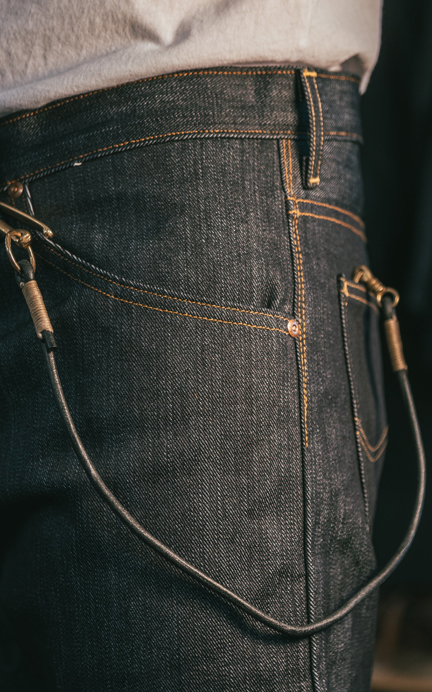 Jean Dessel Hand-Sewn Leather Wallet Chain Brown