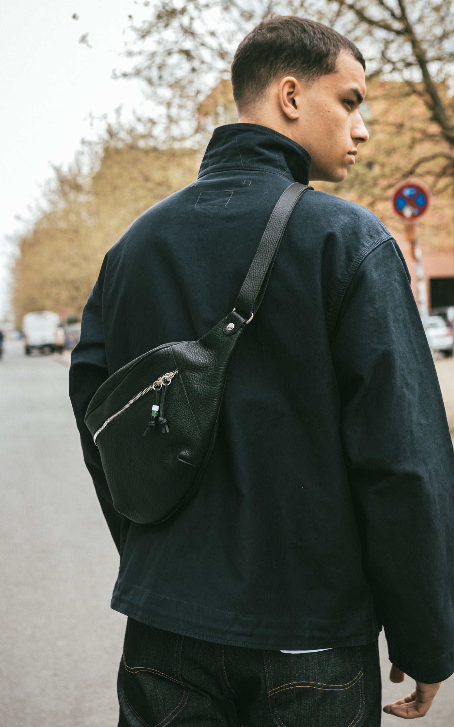 Jean Dessel Cowhide Leather Waist Bag Black