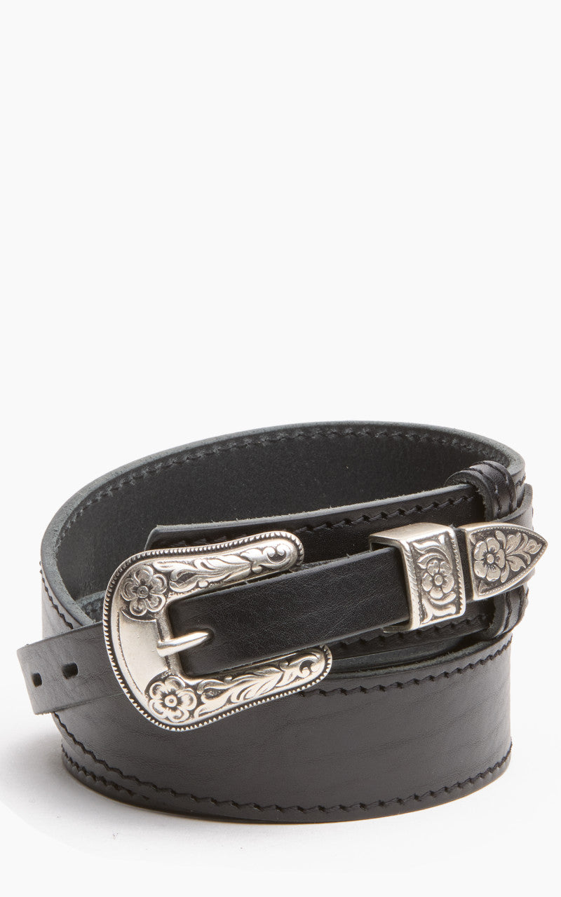 Jean Dessel Western Belt Flowers Buckle Black