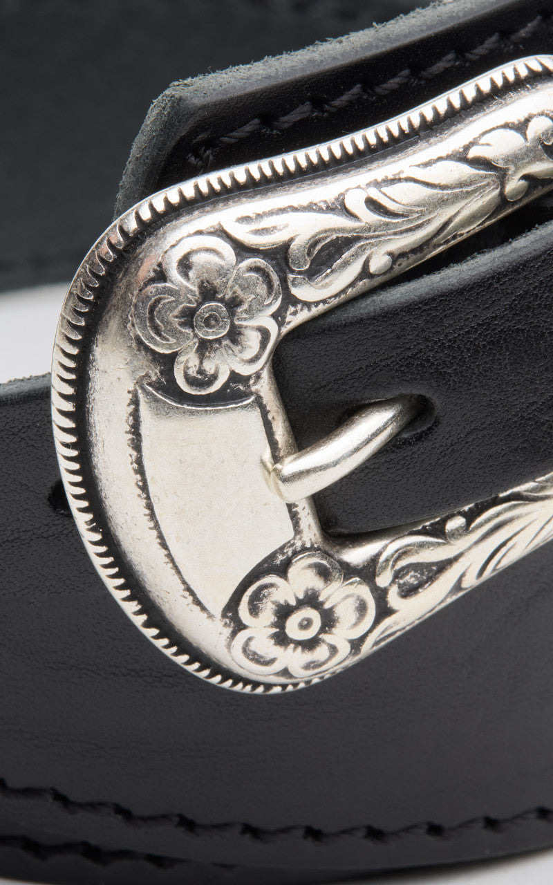 Jean Dessel Western Belt Flowers Buckle Black