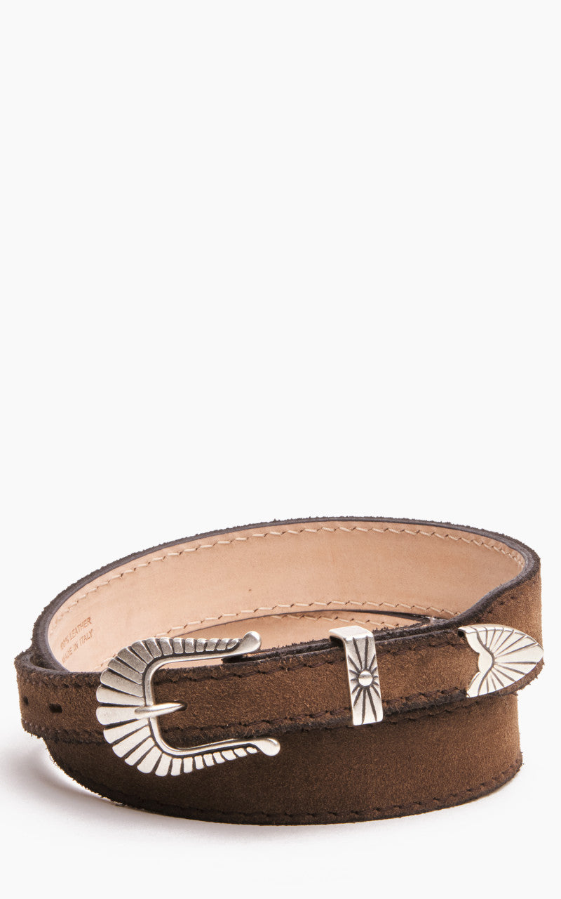 Jean Dessel Western Belt Suede Lines Less Buckle Brown