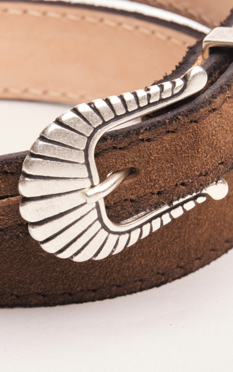 Jean Dessel Western Belt Suede Lines Less Buckle Brown