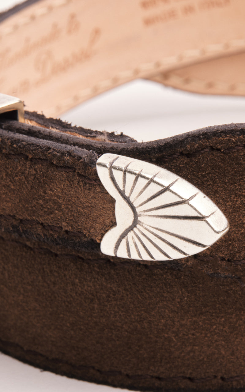 Jean Dessel Western Belt Suede Lines Less Buckle Brown