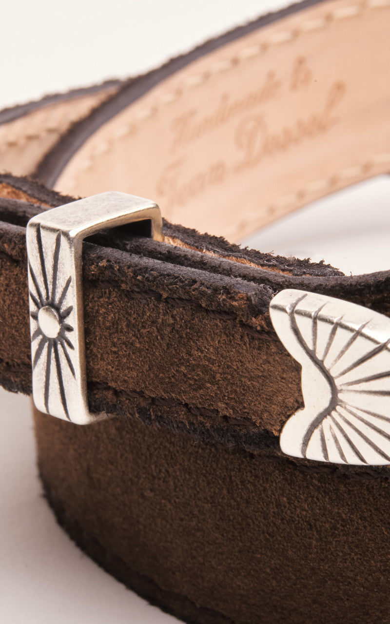 Jean Dessel Western Belt Suede Lines Less Buckle Brown