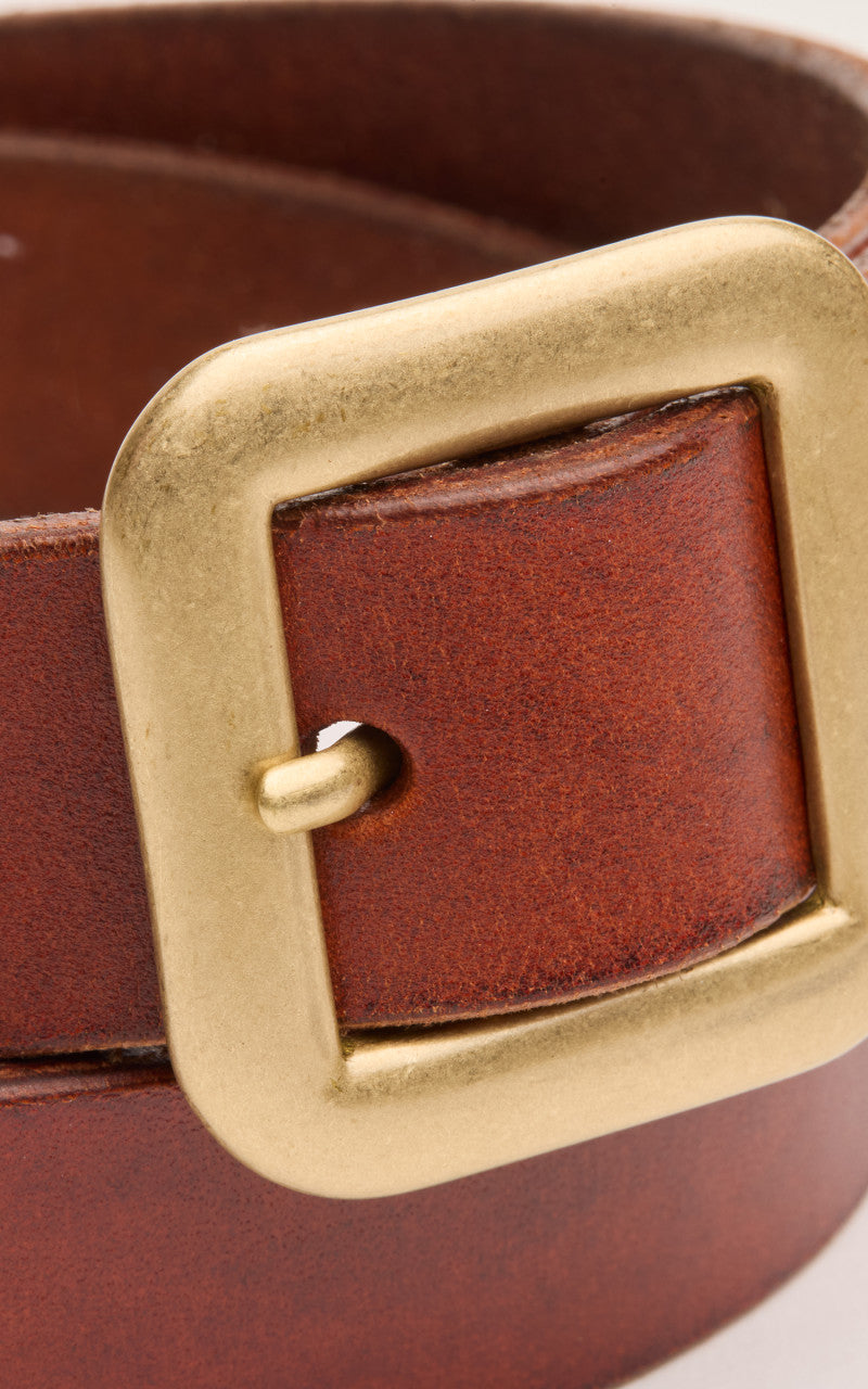 Jean Dessel Heavy Square Buckle Belt 3cm Cognac