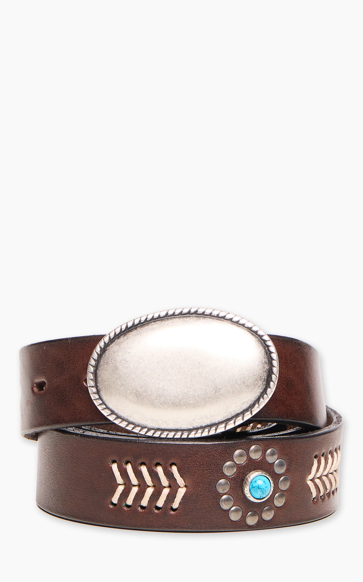 Jean Dessel Cowboy Belt Brass Buckle Brown