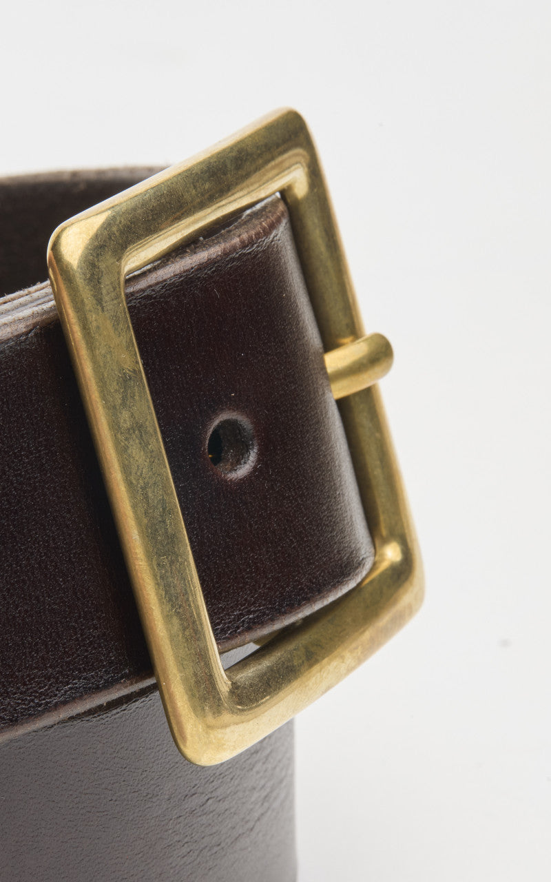 Jean Dessel Heavy Square Buckle Belt 4cm Dark Brown