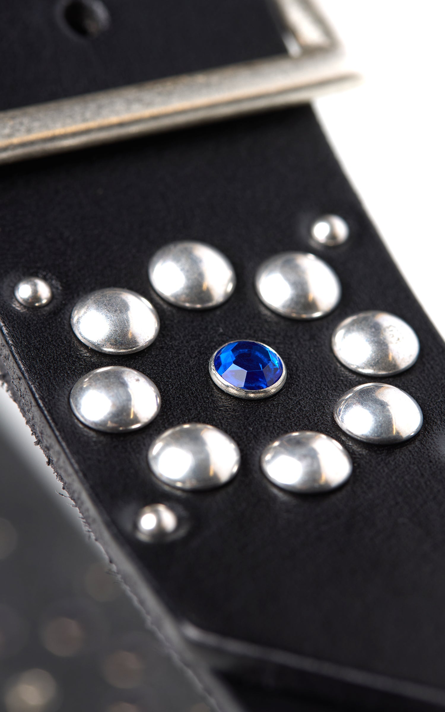 Jean Dessel Square Buckle Belt Bull Shoulder Rivets Ornament Black