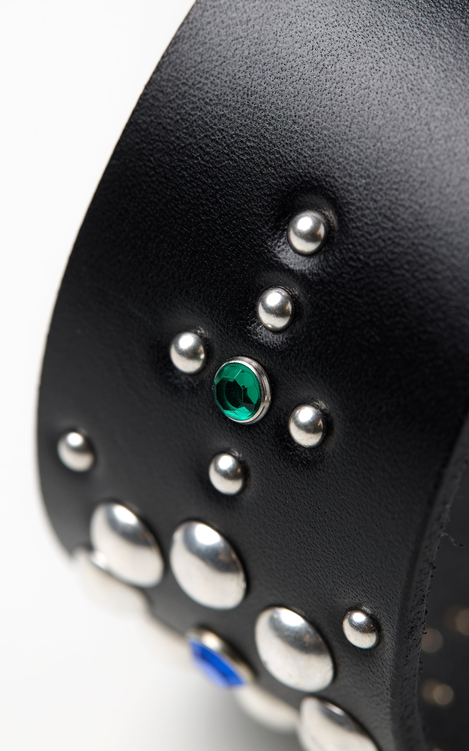 Jean Dessel Square Buckle Belt Bull Shoulder Rivets Ornament Black