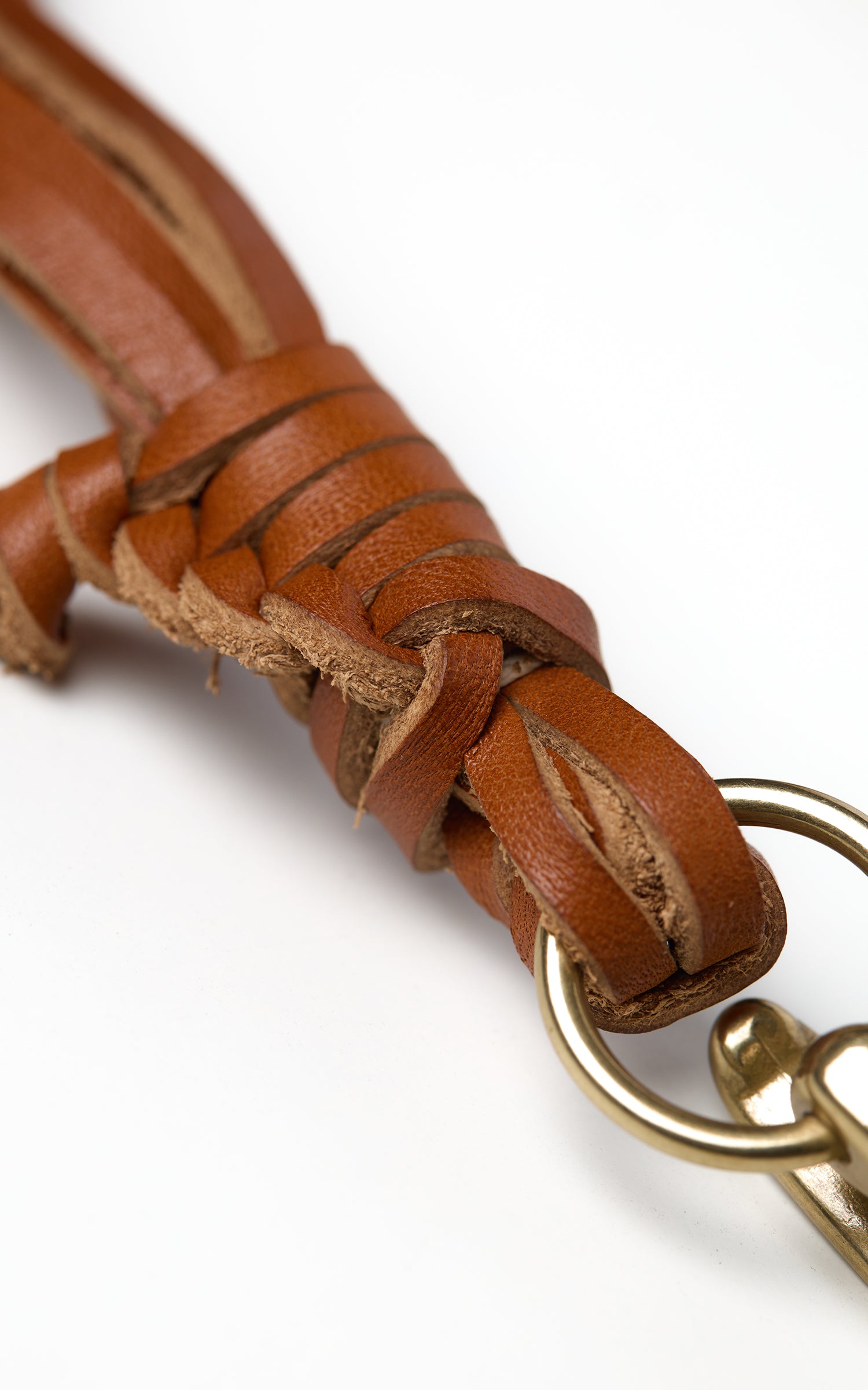 Jean Dessel Hand-Woven Leather Wallet Chain Cognac