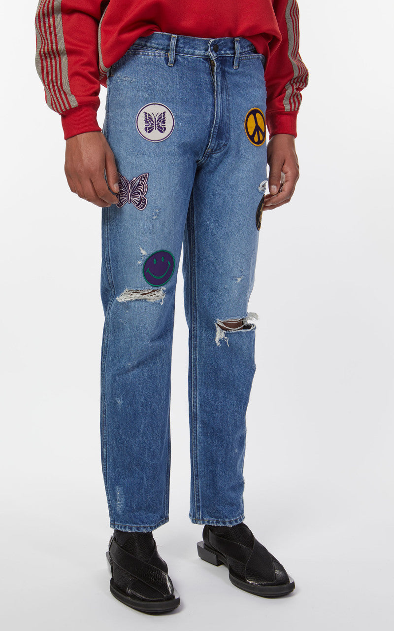 Needles Assorted Patches Straight Jean Indigo