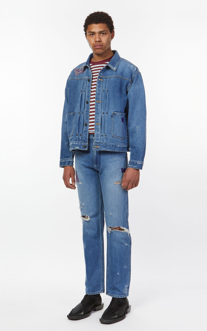 Needles Papillon Patches Straight Jean Indigo
