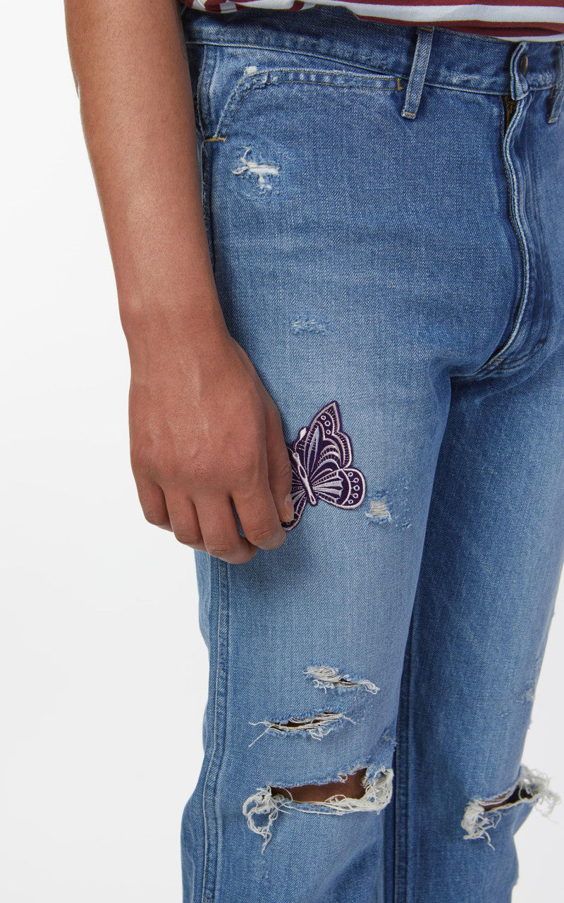 Needles Papillon Patches Straight Jean Indigo