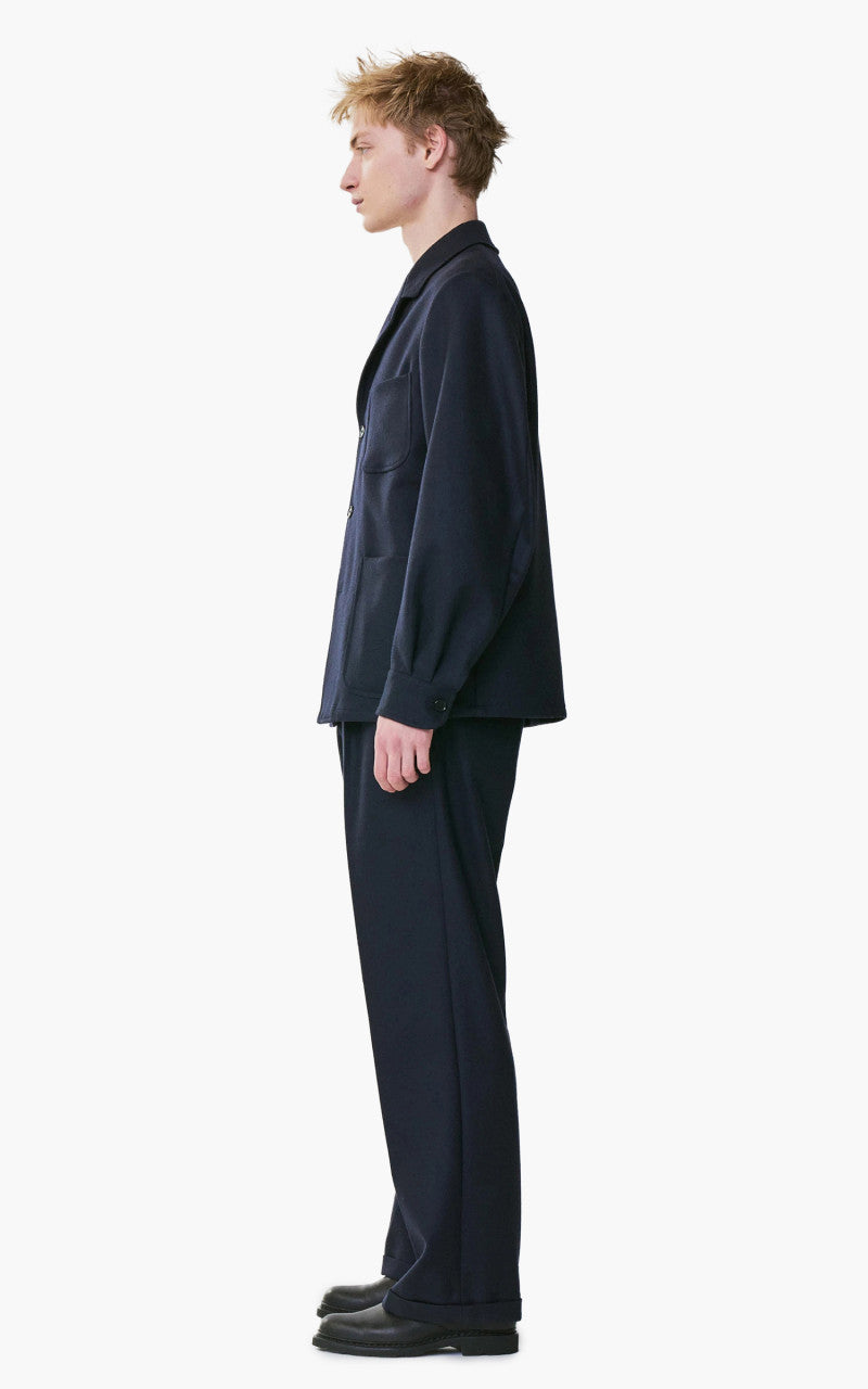 Kaptain Sunshine 2 Pleats Wide Trousers Wool Navy