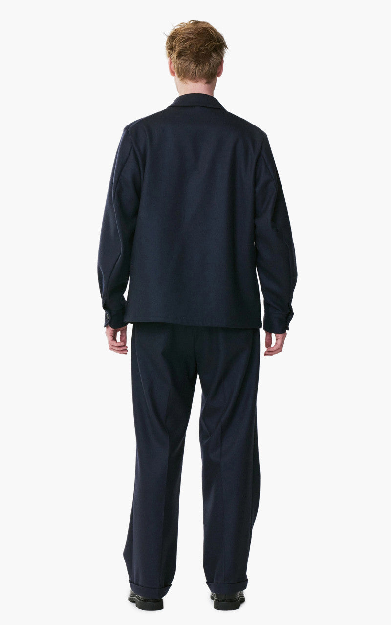Kaptain Sunshine 2 Pleats Wide Trousers Wool Navy