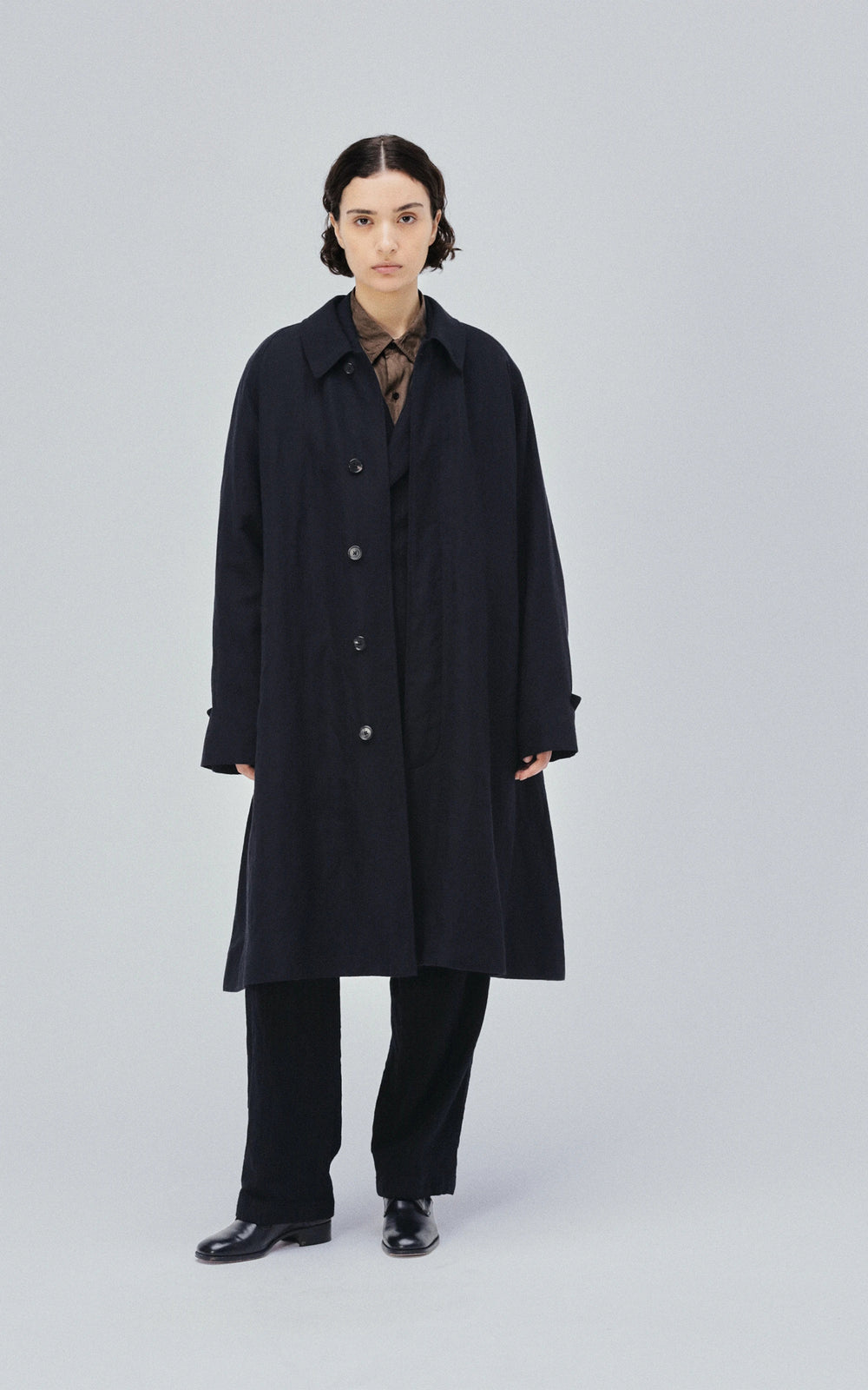 Kaptain Sunshine Cashmere Linen Walker Coat Black