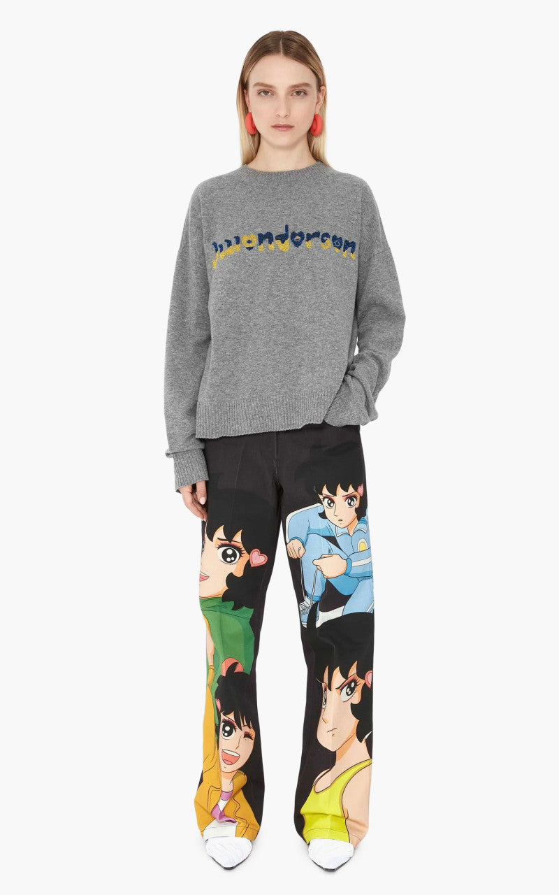 JW Anderson Logo Crew Neck Jumper Grey Melange