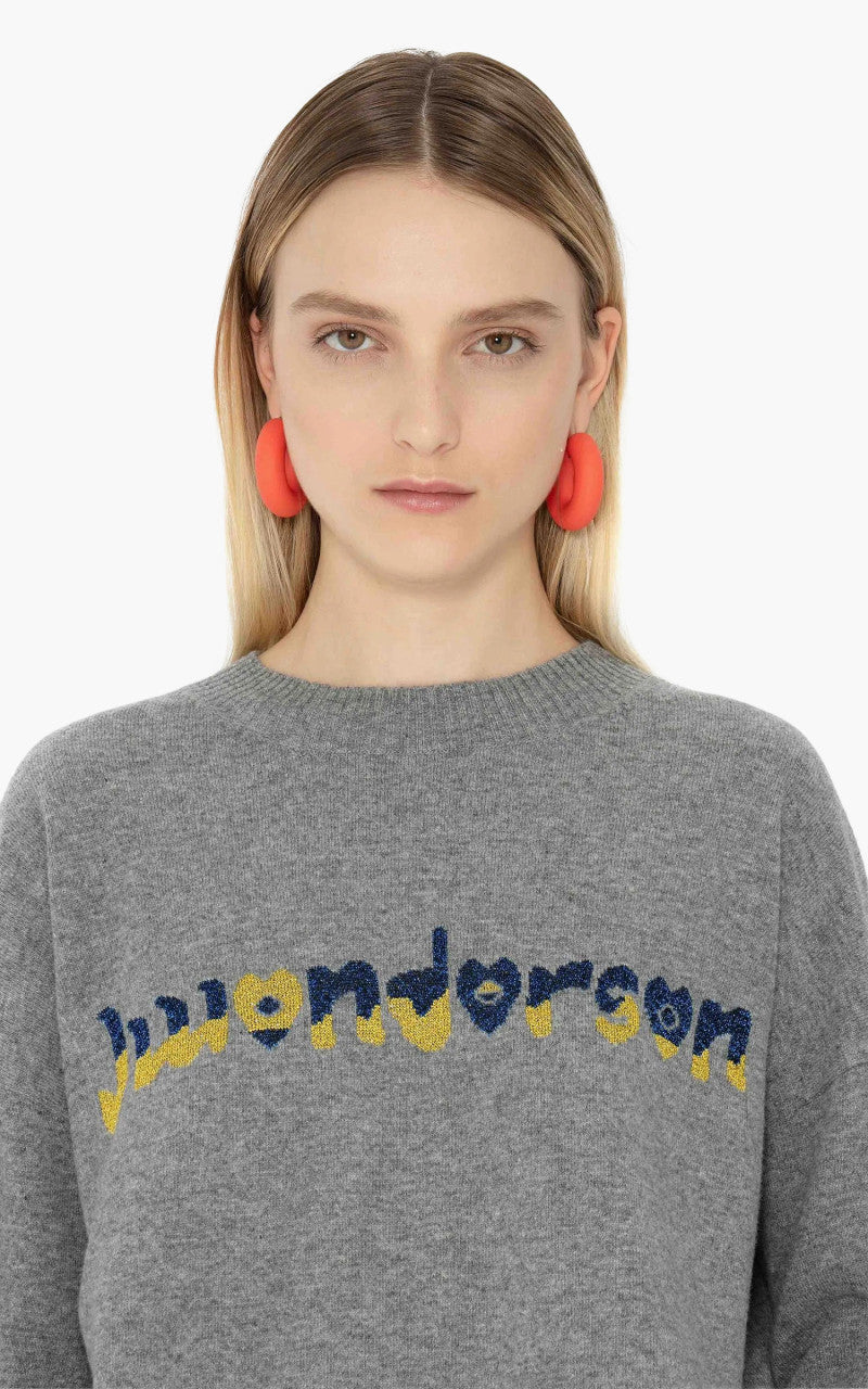 JW Anderson Logo Crew Neck Jumper Grey Melange