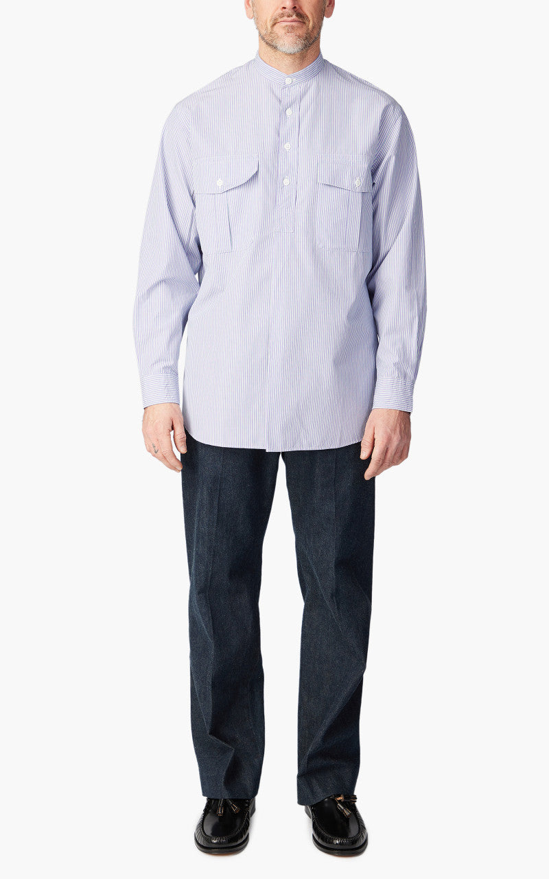 Kaptain Sunshine Cotton Pullover Standcollar Shirt Purple Stripe
