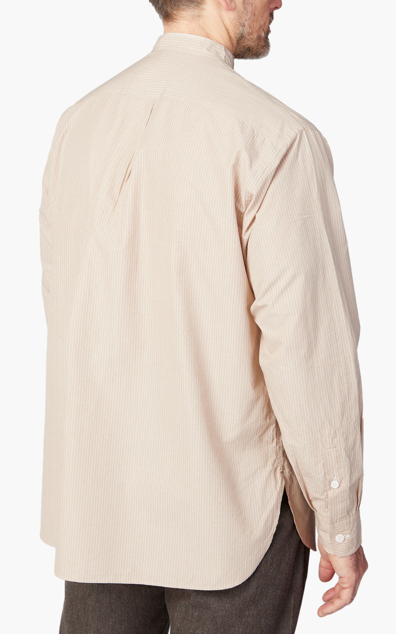 Kaptain Sunshine Cotton Pullover Standcollar Shirt Sand Stripe