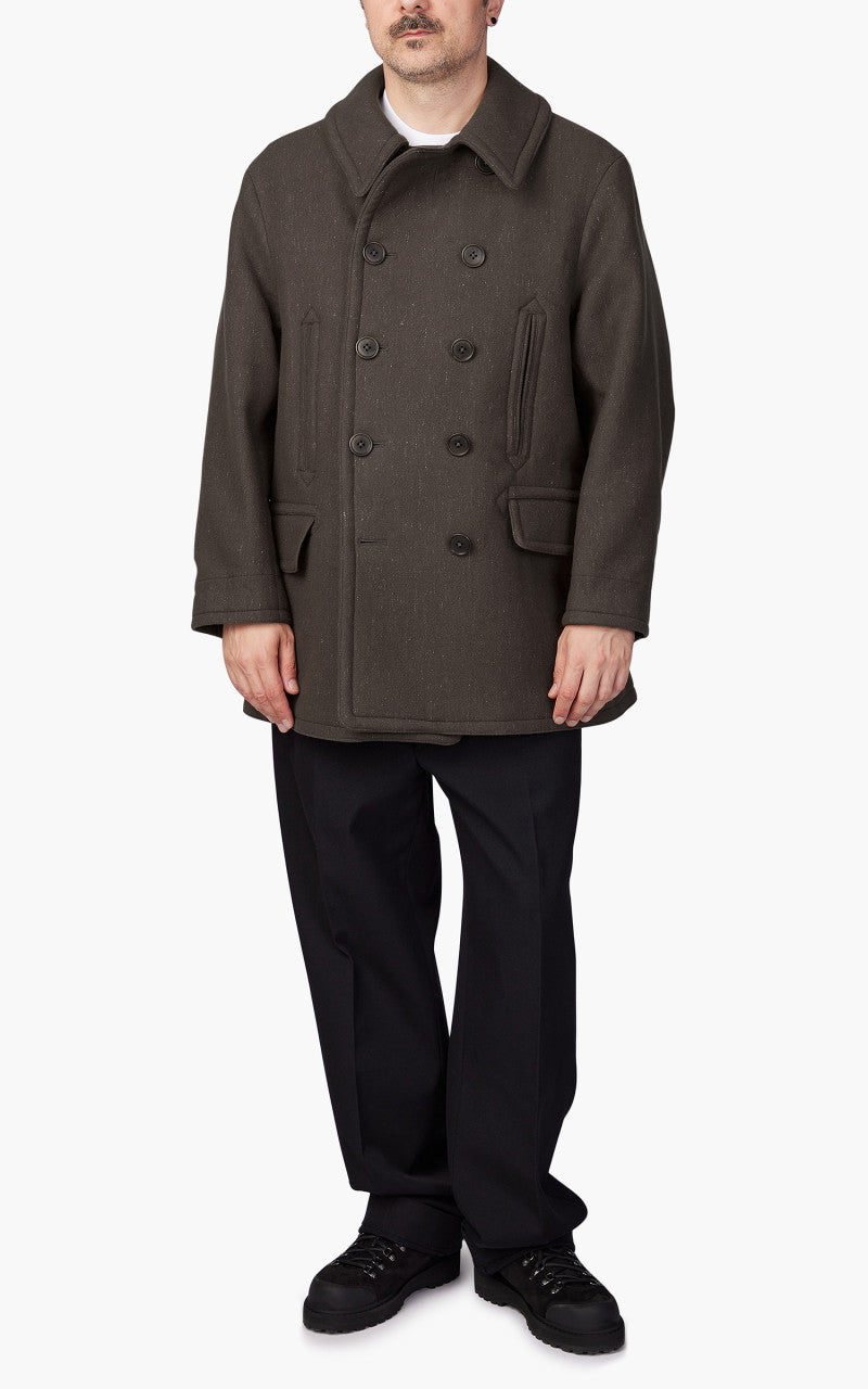 Kaptain Sunshine Pea Coat Melton Wool Loden Green