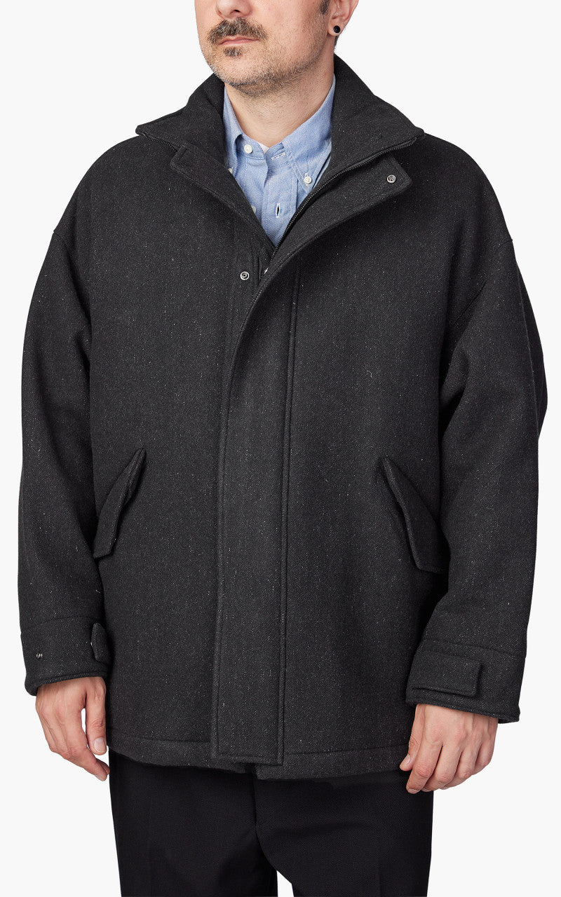 Kaptain Sunshine Short Mill Coat Melton Wool Charcoal
