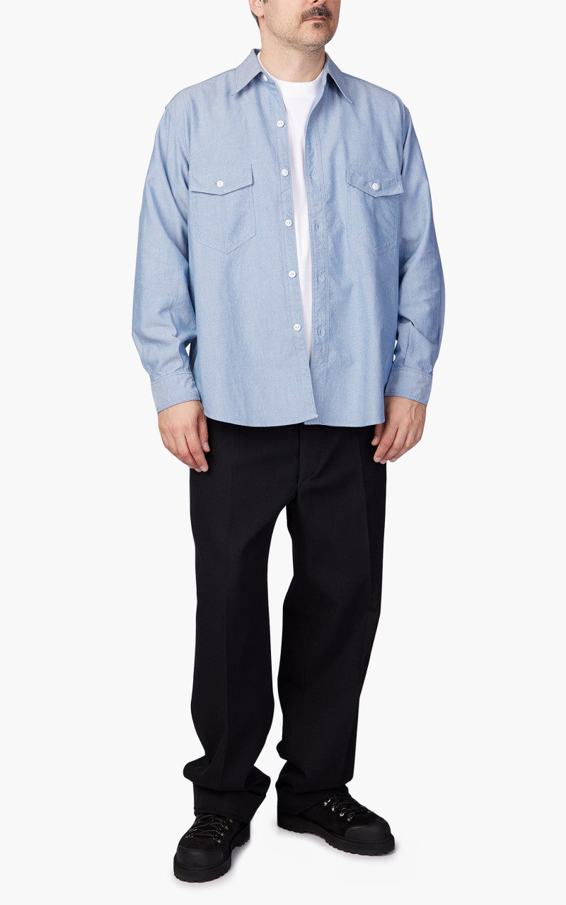 Kaptain Sunshine Finx Dungarees Work Collar Shirt Blue