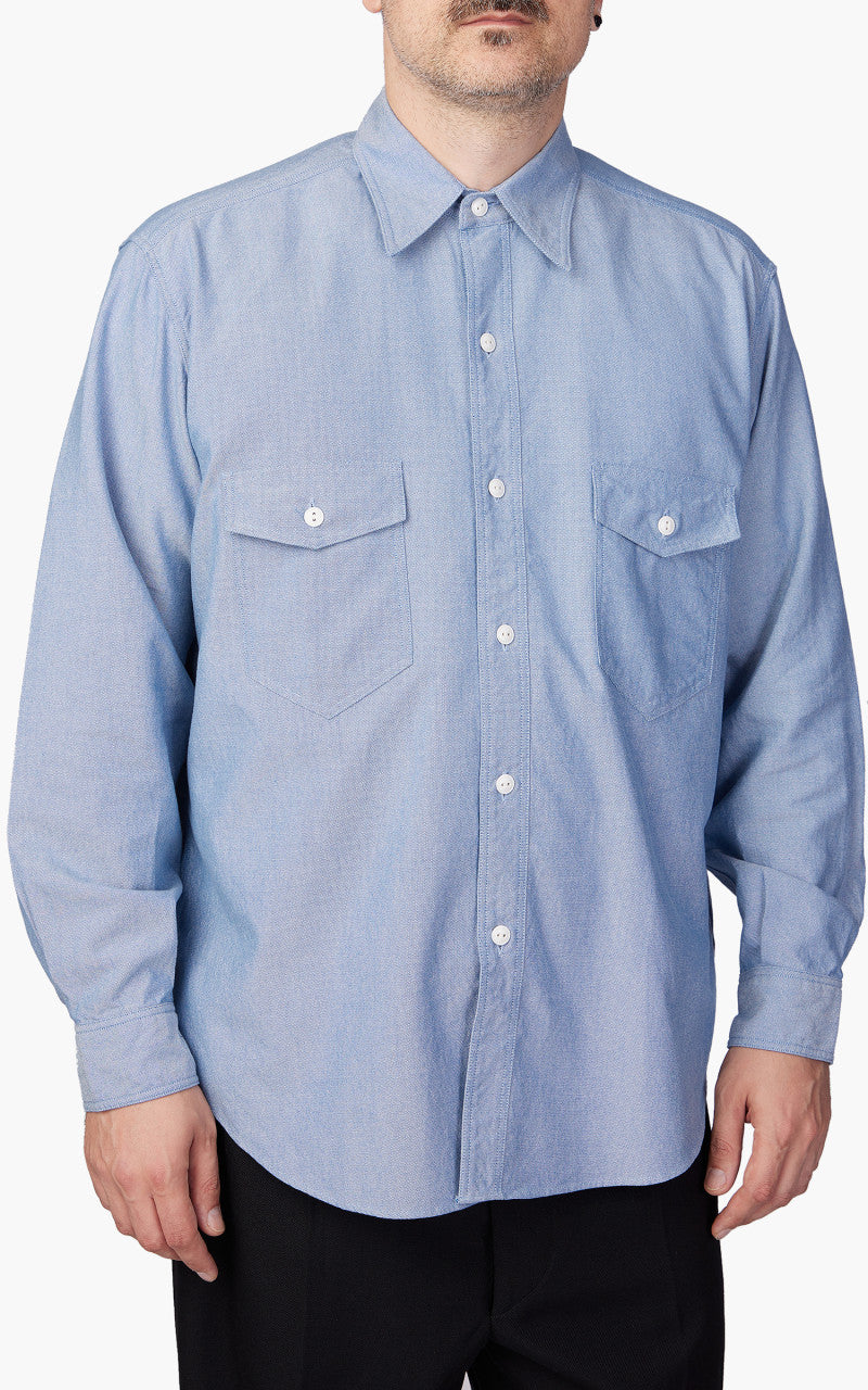 Kaptain Sunshine Finx Dungarees Work Collar Shirt Blue