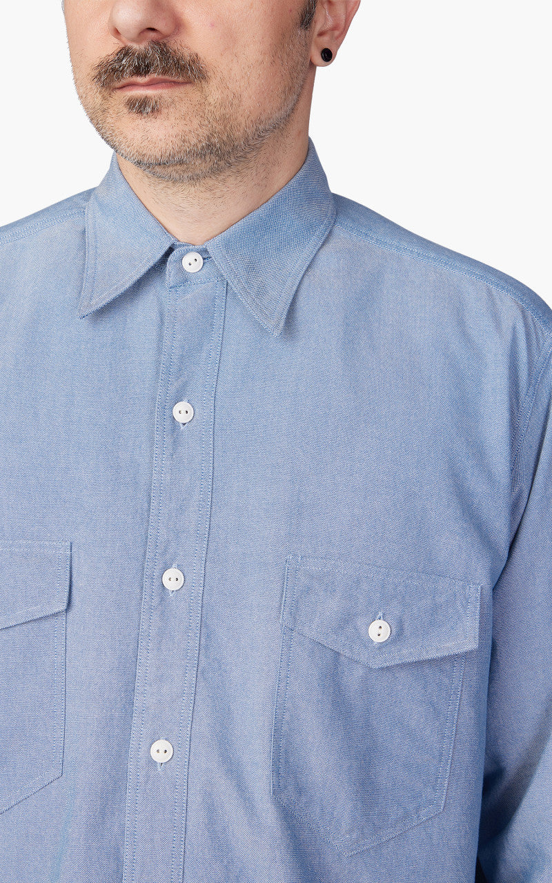 Kaptain Sunshine Finx Dungarees Work Collar Shirt Blue