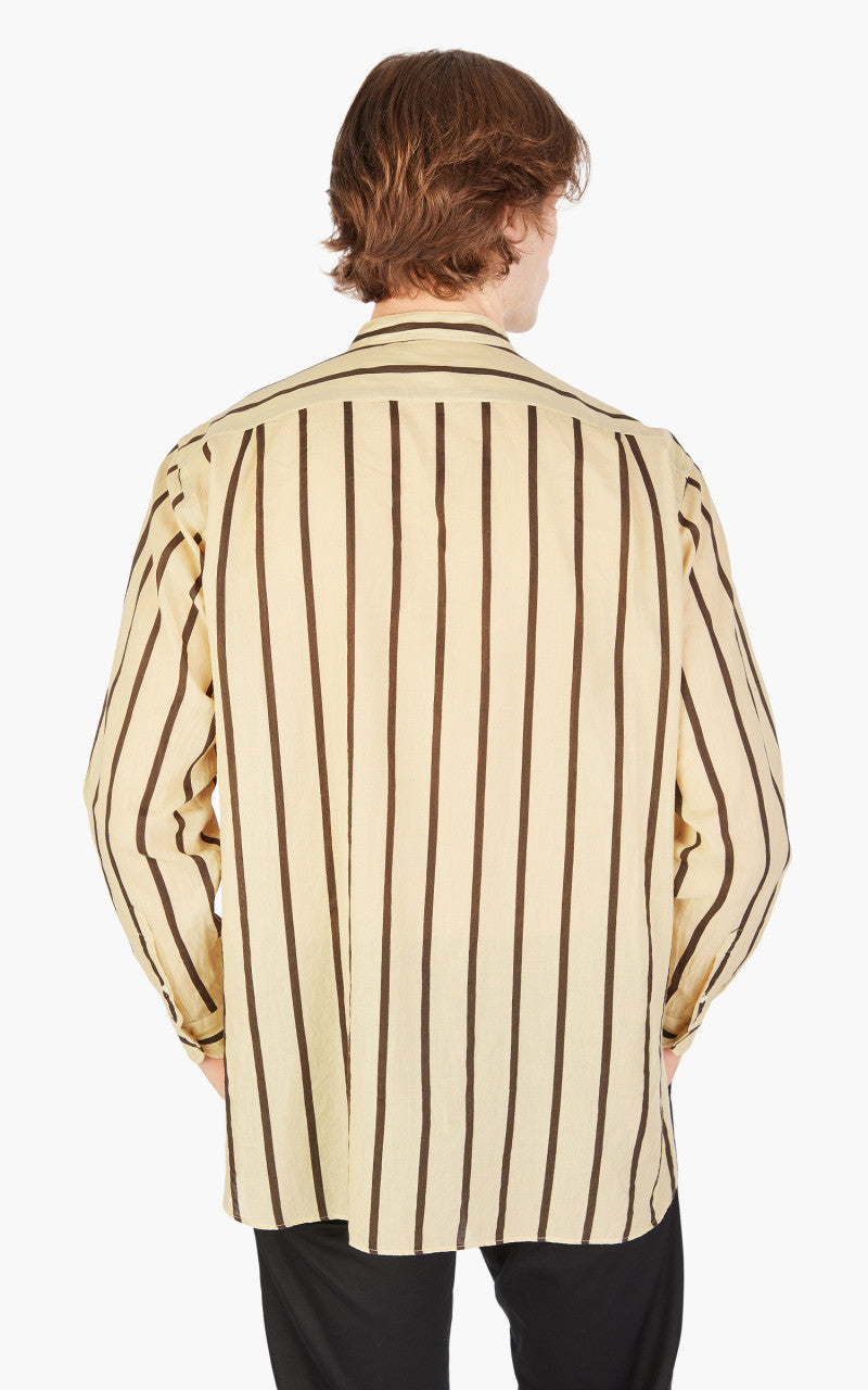 Kaptain Sunshine Stand Collar Shirt Beige Stripe