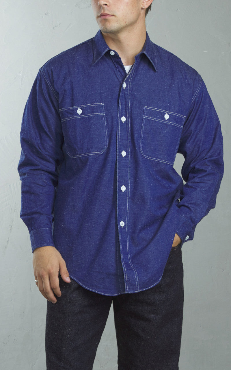 Kaptain Sunshine Work Shirt Cotton/Hemp Indigo Blue