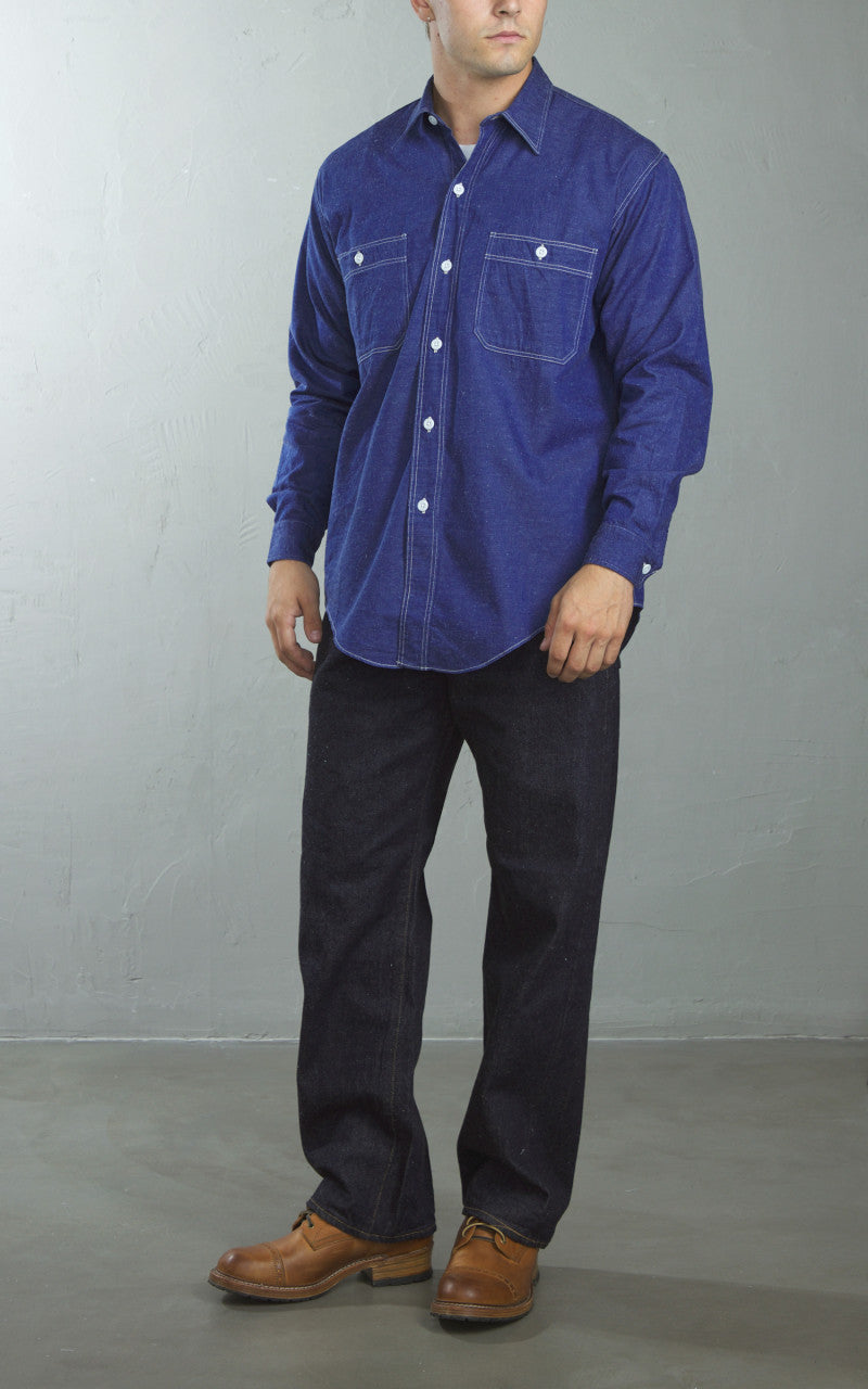 Kaptain Sunshine Work Shirt Cotton/Hemp Indigo Blue