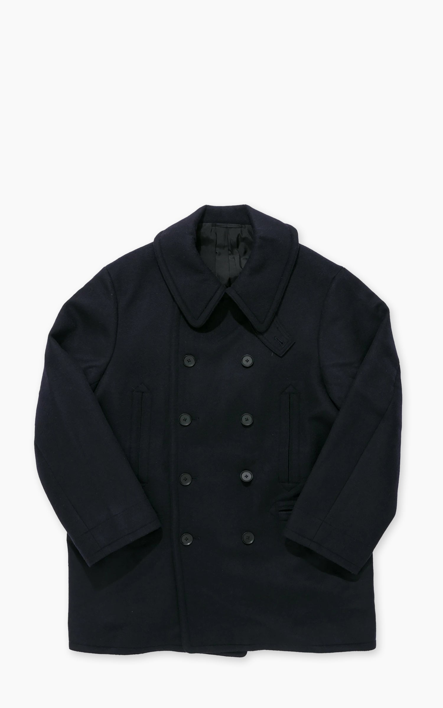 Kaptain Sunshine Pea Coat Cashmere Wool Navy