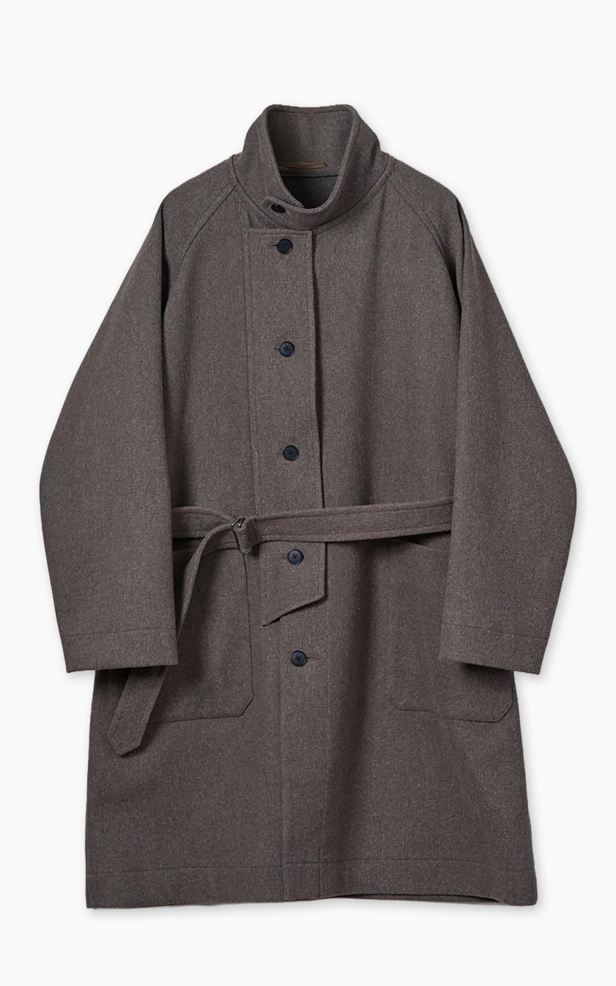 Kaptain Sunshine Stand Collar Coat Double Cloth Melton Moss