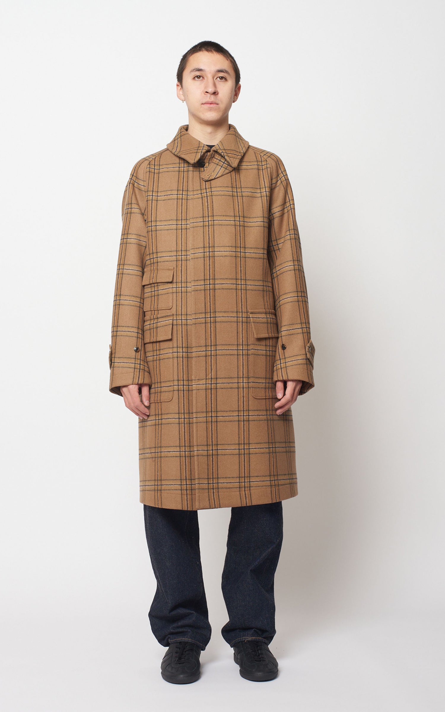 Traveller Coat Wool Plaid Beige