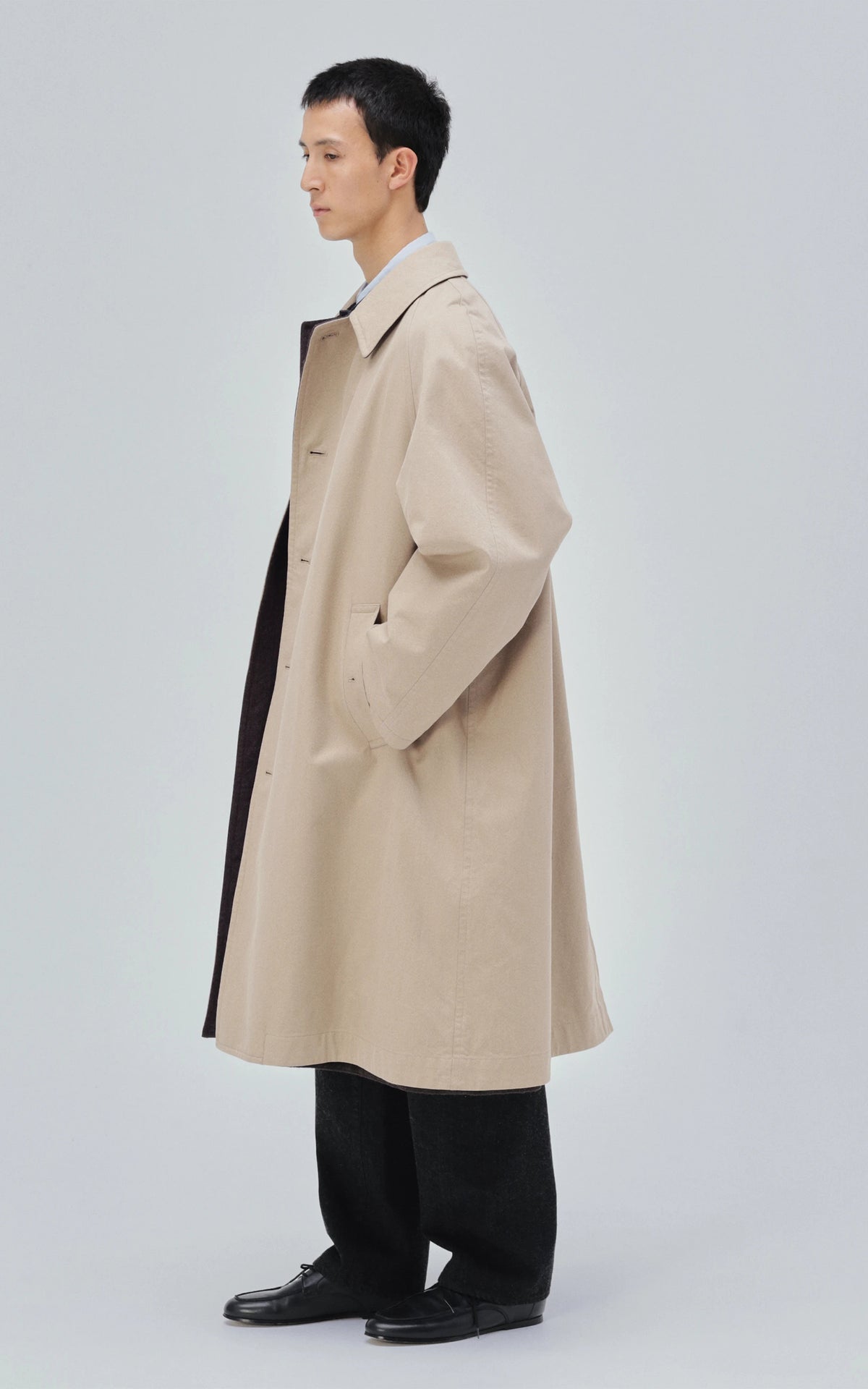 Kaptain Sunshine Umbrella Coat Cotton Mock Twist Khaki
