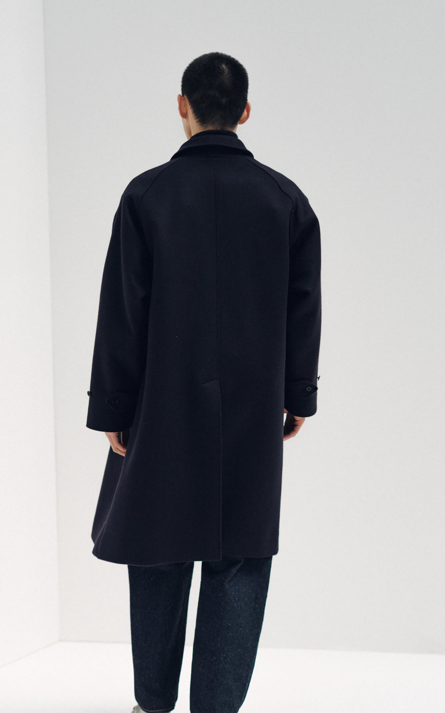 Kaptain Sunshine Walker Coat Cashmere Wool Navy