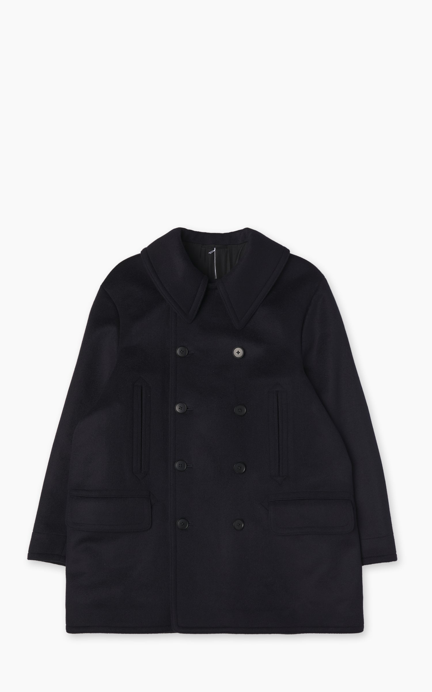 Kaptain Sunshine Pea Coat Cashmere Wool Navy