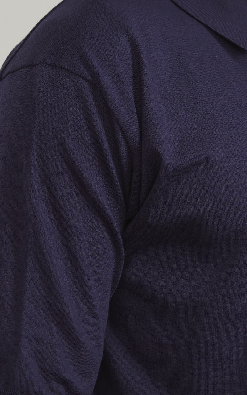 Kaptain Sunshine Cotton Knit Polo Shirt Navy